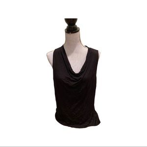 Cowlneck tank top with sheer back